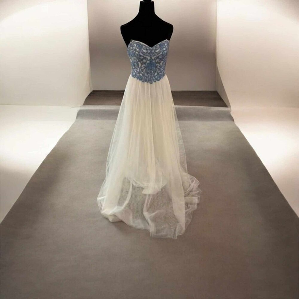 Formal Strapless Evening Gown with beaded bodice